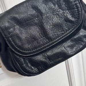 Women’s Black Fossil Leather Crossbody
